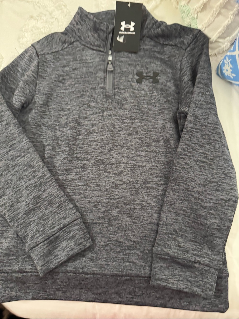 Under Armour Kids' Heather Charcoal Quarter-Zip Pullover